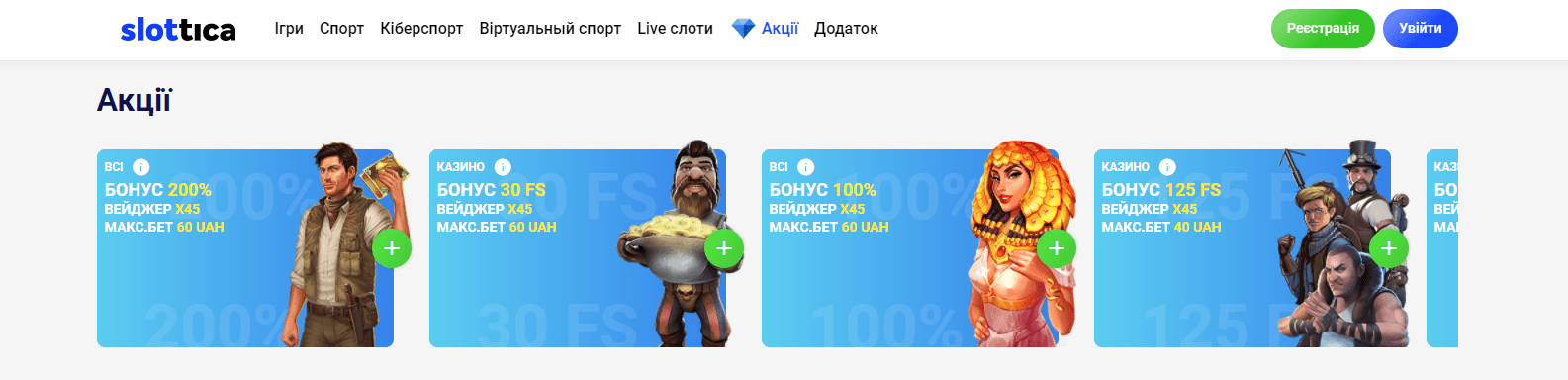 Бонуси Слоттіка Бонуси Слоттіка